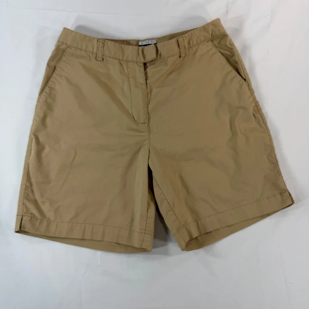 Adidas Women Golf Shorts Tan Khaki Stretch Cotton Blend Size 8 Activewear